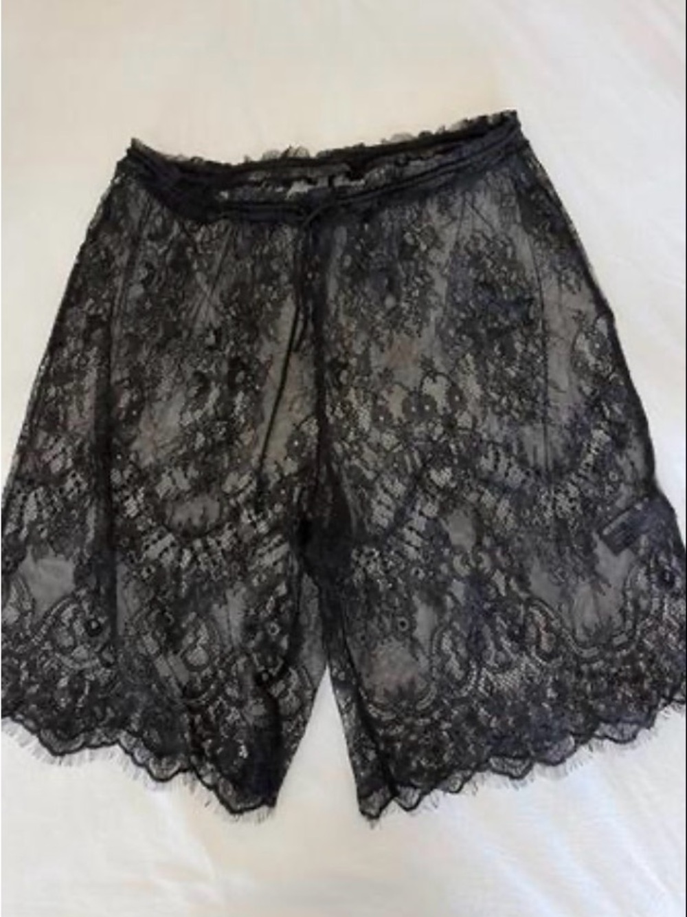 Zara Black Sheer Lace Long Bermuda Shorts - Picture 2 of 3